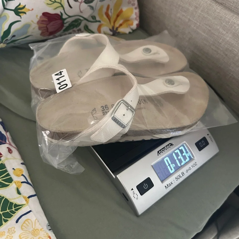Birkenstock Gizeh Sandals Womens 36 White Birko-Flor Thong Buckle Comfort Shoes